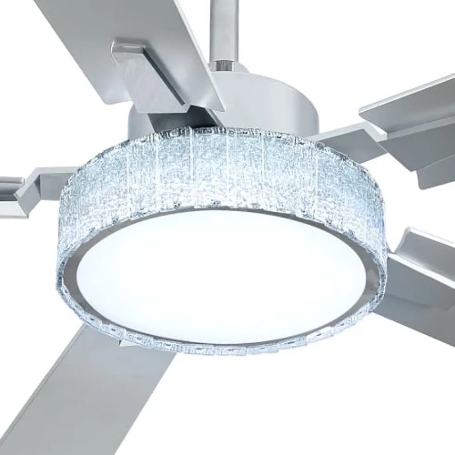 Living room ceiling fan with 52-inch diameter, nickel-finished blades, dimmable LED lighting, quiet reversible DC motor, smart
Living room ceiling fan with 52-inch diameter, nickel-finished blades, dimmable LED lighting, quiet reversible DC motor, smart