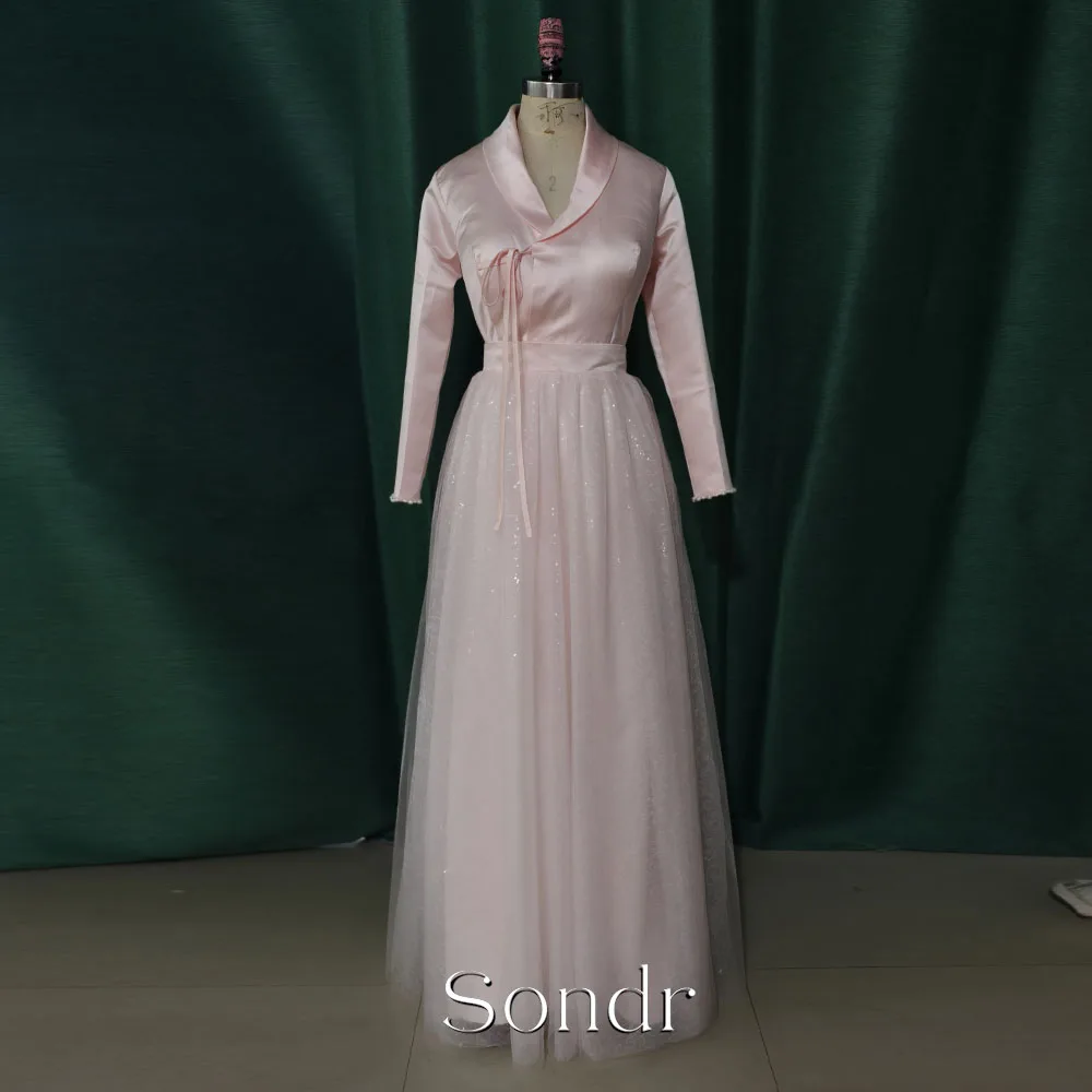 Sondr Customized 2in1 Hanbok Korean Evening Dresses Tulle and Satin Dress V-Neck Long Sleeves Bridal Wedding Party Dresses Prom
Sondr Customized 2in1 Hanbok Korean Evening Dresses Tulle and Satin Dress V-Neck Long Sleeves Bridal Wedding Party Dresses Prom