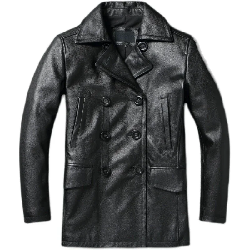 Long Men Leather Coat Genuine Soft Cow Leather Classic Double Breasted Turn Down Collar Leather Jackets For Men Clothing Autumn
Long Men Leather Coat Genuine Soft Cow Leather Classic Double Breasted Turn Down Collar Leather Jackets For Men Clothing Autumn
