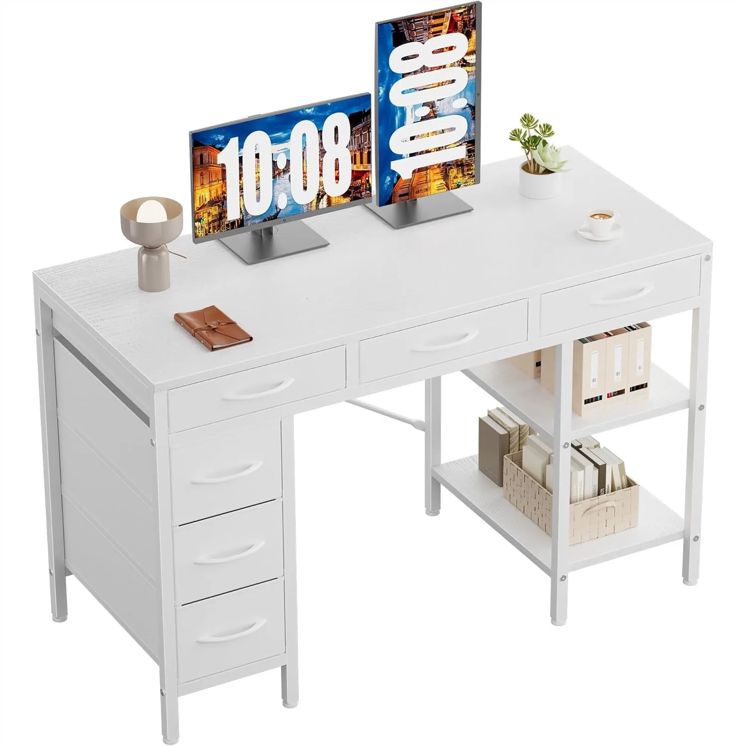 47" Computer Desk with 6 Drawers, Home Office Gaming Desk with Storage Shelves for Bedroom, White
47" Computer Desk with 6 Drawers, Home Office Gaming Desk with Storage Shelves for Bedroom, White
