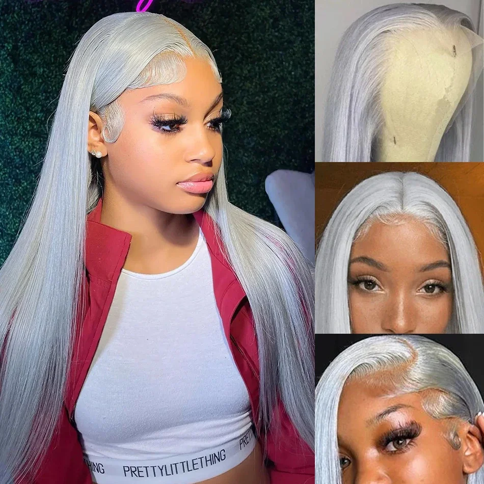 Grey Straight Transparent Lace Front Human Hair Wigs Brazilian Silver Gray Remy Hair Wig Preplucked 180 Density Lace Frontal Wig
Grey Straight Transparent Lace Front Human Hair Wigs Brazilian Silver Gray Remy Hair Wig Preplucked 180 Density Lace Frontal Wig