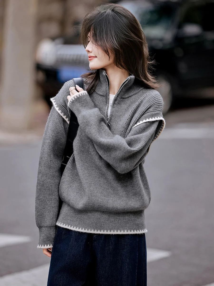 Свободный вязаный свитер с воротником-стойкой на молнии для женщин, осенне-зимний, повседневный, удобный, мягкий трикотаж, распродажа, остатки склада
Свободный вязаный свитер с воротником-стойкой на молнии для женщин, осенне-зимний, повседневный, удобный, мягкий трикотаж, распродажа, остатки склада