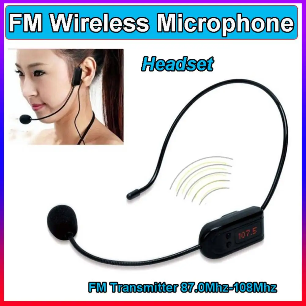 FM Wireless Microphone Headset Megaphone 87 MHz-108MHz Radio Mic Voice Amplifier for Teaching/Tour Guide/Sales Promotion/Meeting
FM Wireless Microphone Headset Megaphone 87 MHz-108MHz Radio Mic Voice Amplifier for Teaching/Tour Guide/Sales Promotion/Meeting