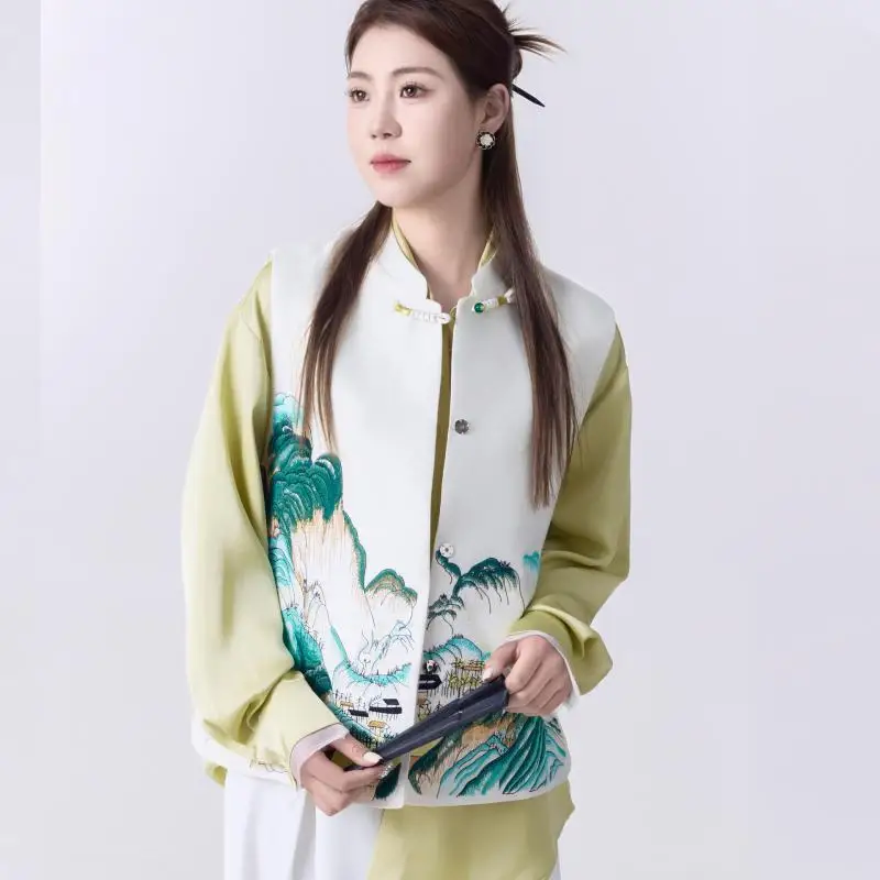 Vintage Tangsuit Clothing Streetwear Chinese Scenery Embroidery Coats Vest For Women Jackets Fashion Ethnic Style High Quality
Vintage Tangsuit Clothing Streetwear Chinese Scenery Embroidery Coats Vest For Women Jackets Fashion Ethnic Style High Quality