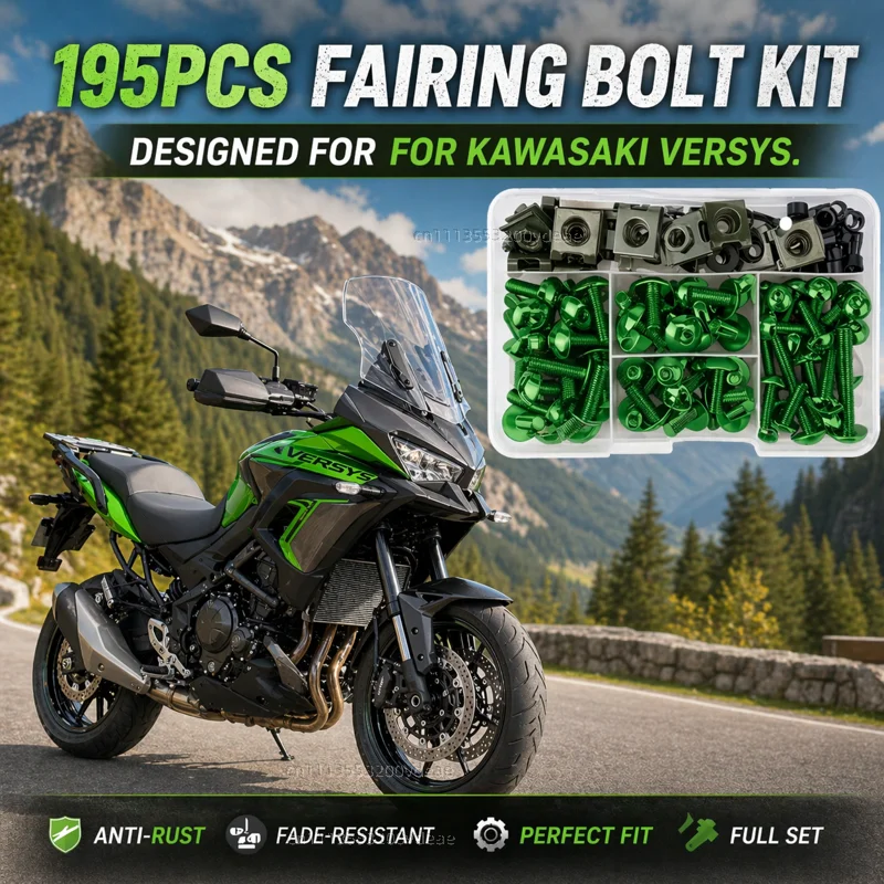 195Pcs Motorcycle Aluminum Fairing Bolt Screws Kit Nut Clips For Kawasaki Versys 650 300 300X 1000 X300 2015-2022 CNC Fastener
195Pcs Motorcycle Aluminum Fairing Bolt Screws Kit Nut Clips For Kawasaki Versys 650 300 300X 1000 X300 2015-2022 CNC Fastener