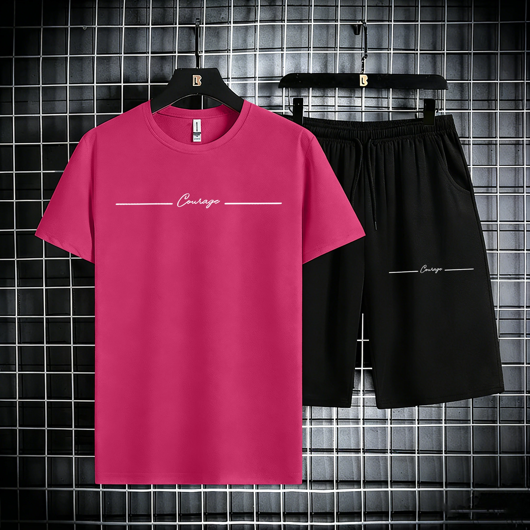 Courage Simple Line Pattern Mans Cotton Summer Soft Tees Set New Running Short Sleeve Drawstring Sport Pants Basic Daily Clothes
Courage Simple Line Pattern Mans Cotton Summer Soft Tees Set New Running Short Sleeve Drawstring Sport Pants Basic Daily Clothes