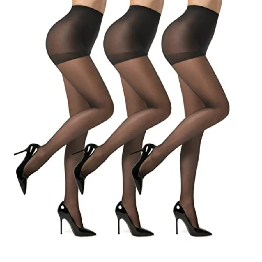 EVERSWE 3 Pairs Women's Sheer Pantyhose 20D, High Waist Control Top Pantyhose Hosiery
EVERSWE 3 Pairs Women's Sheer Pantyhose 20D, High Waist Control Top Pantyhose Hosiery