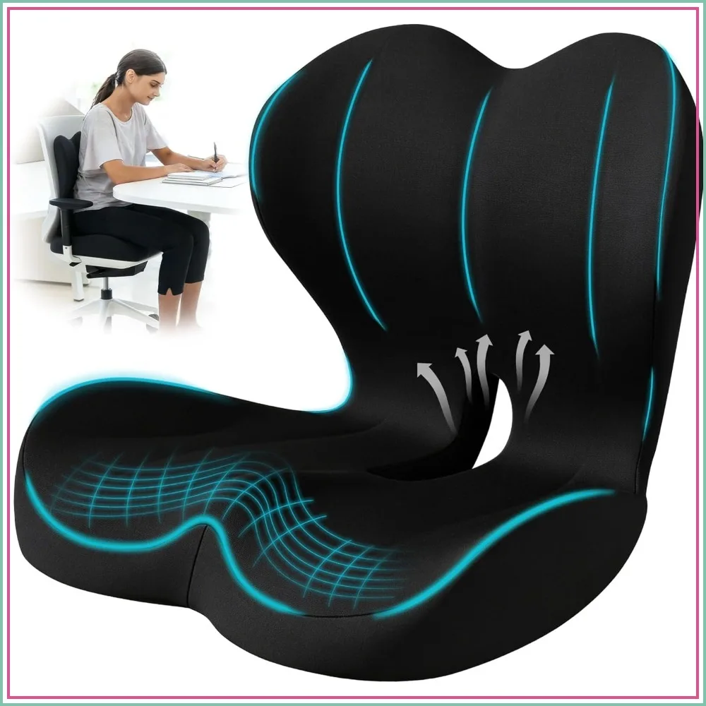 Ergonomic Seat Cushion for Office Chair & Car, Memory Foam Lumbar Support Pillow for Sciatica & Tailbone Pain Relief
Ergonomic Seat Cushion for Office Chair & Car, Memory Foam Lumbar Support Pillow for Sciatica & Tailbone Pain Relief