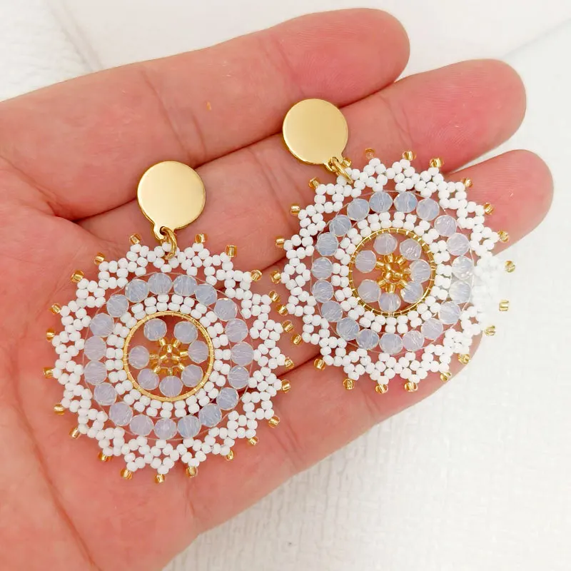 Jindoor Hobo Earrings Women's White Bead Summer Handmade Earrings Ethnic Style Exaggerated
Jindoor Hobo Earrings Women's White Bead Summer Handmade Earrings Ethnic Style Exaggerated