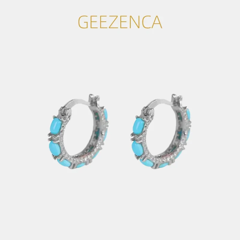 GEEZENCA Turquoise S925 Silver Cubic Zirconia Hoop Earrings Women Trendy Dainty Lightweight Stackable Earring Luxurious Gift
GEEZENCA Turquoise S925 Silver Cubic Zirconia Hoop Earrings Women Trendy Dainty Lightweight Stackable Earring Luxurious Gift