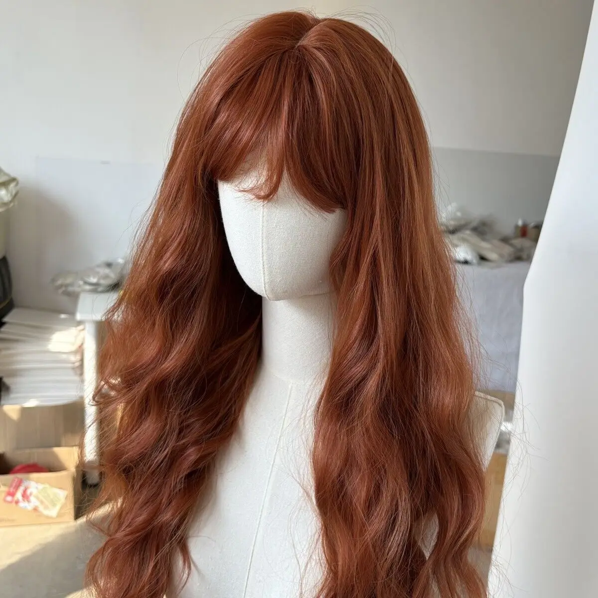 Copper Red Long Wavy Heat Resistant Synthetic Hair Cosplay Wigs With Bangs
Copper Red Long Wavy Heat Resistant Synthetic Hair Cosplay Wigs With Bangs