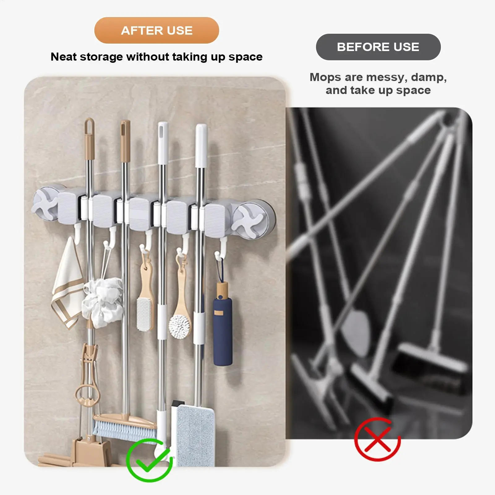Держатель для метлы, настенное крепление, гаражная стойка для инструментов, настенные держатели на присоске, универсальная подставка с 5 крючками для кистей, лопаты, перчаток, тряпки
Держатель для метлы, настенное крепление, гаражная стойка для инструментов, настенные держатели на присоске, универсальная подставка с 5 крючками для кистей, лопаты, перчаток, тряпки