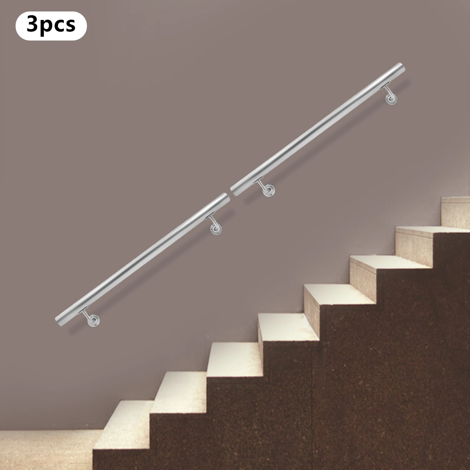Silver Stainless Steel 10FT Cylindrical Stair Handrail Load 200 Pounds Wall Railing Anti-skid Guardrail
Silver Stainless Steel 10FT Cylindrical Stair Handrail Load 200 Pounds Wall Railing Anti-skid Guardrail
