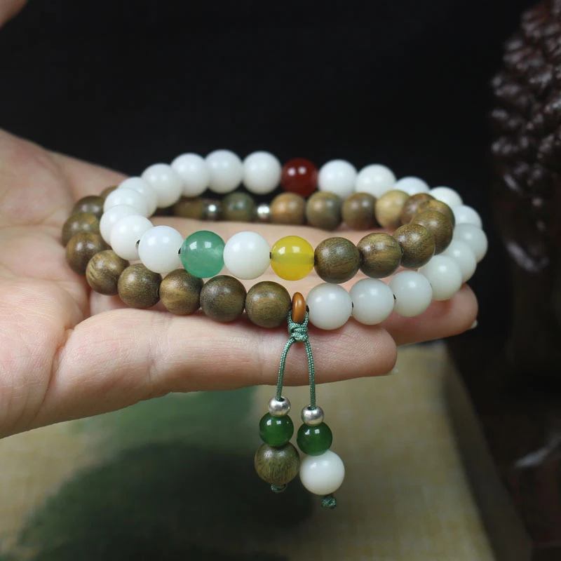 Vintage Green Sandalwood Bracelet 8mm, White Jade Bodhi 8mm, Clear Snow Wooden Handheld Jewelry for Men and Women
Vintage Green Sandalwood Bracelet 8mm, White Jade Bodhi 8mm, Clear Snow Wooden Handheld Jewelry for Men and Women