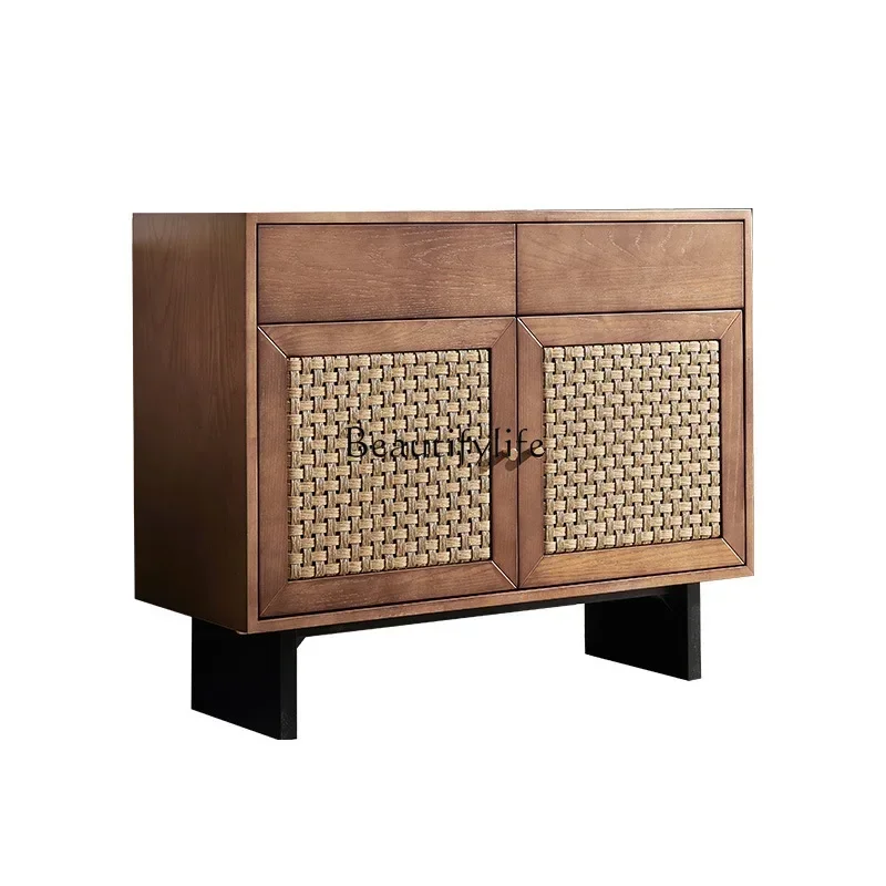 LDNordic solid wood simple modern locker Japanese rattan entrance cabinet 
LDNordic solid wood simple modern locker Japanese rattan entrance cabinet