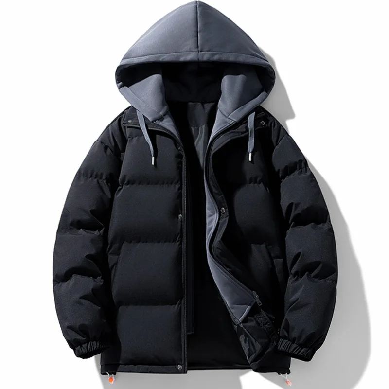 Hooded Thickened Cotton Jacket Couple's Fake Two-Piece Cotton Clothes Outerwear Men's Winter Warm Puffer Coat Loose Casual Style
Hooded Thickened Cotton Jacket Couple's Fake Two-Piece Cotton Clothes Outerwear Men's Winter Warm Puffer Coat Loose Casual Style