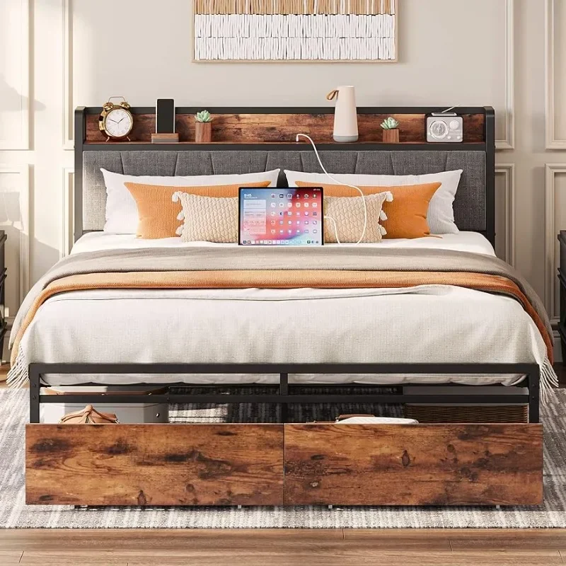 LIKIMIO Queen Bed Frame Storage Headboard with Charging Station Platform Bed with Drawers No Box Spring Needed Easy Assembly
LIKIMIO Queen Bed Frame Storage Headboard with Charging Station Platform Bed with Drawers No Box Spring Needed Easy Assembly