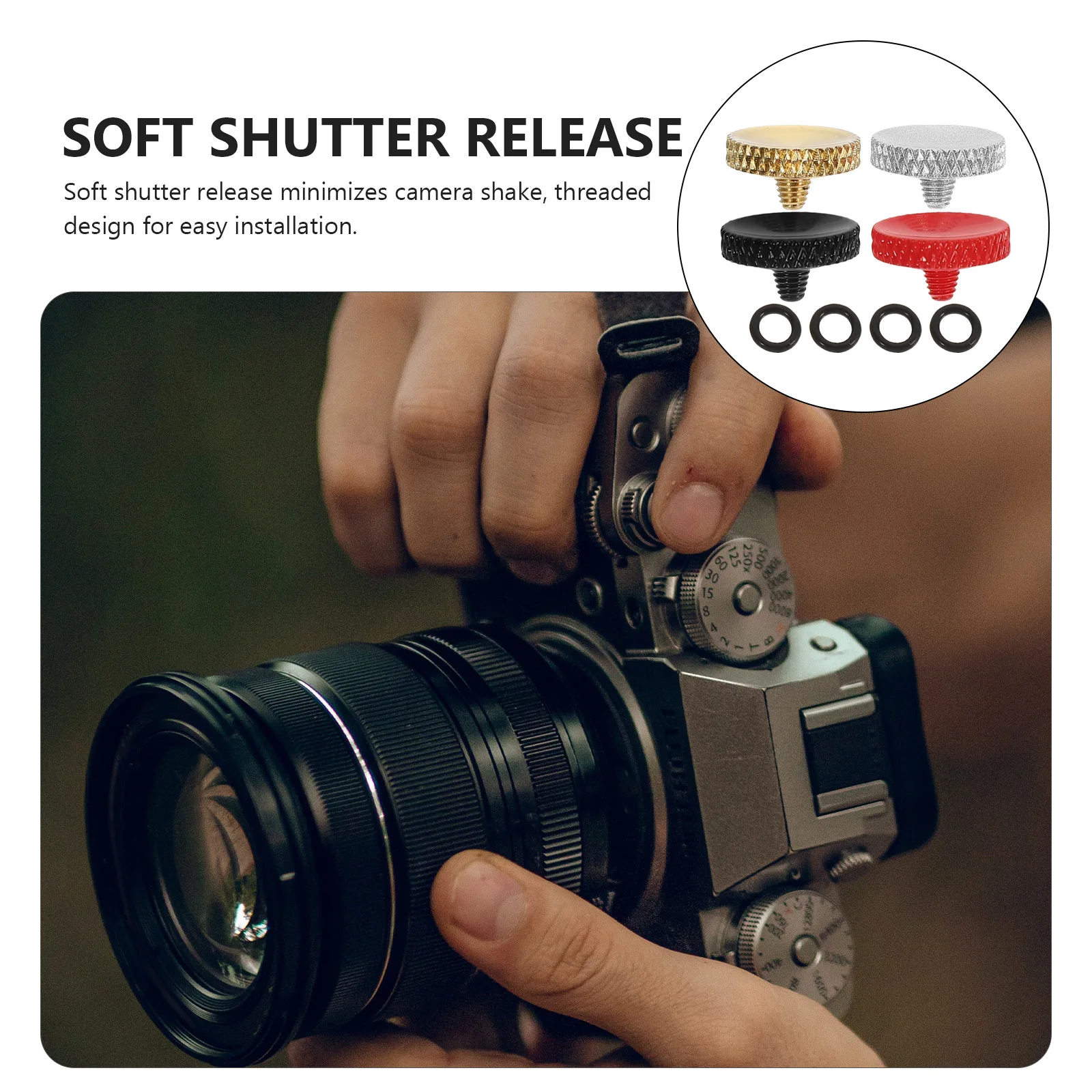 4 Pcs Camera Shutter Button Soft Metal Aluminum Alloy Press Concave Surface Replacement Part DSLR Compatible Reduce Shake Gloves
4 Pcs Camera Shutter Button Soft Metal Aluminum Alloy Press Concave Surface Replacement Part DSLR Compatible Reduce Shake Gloves