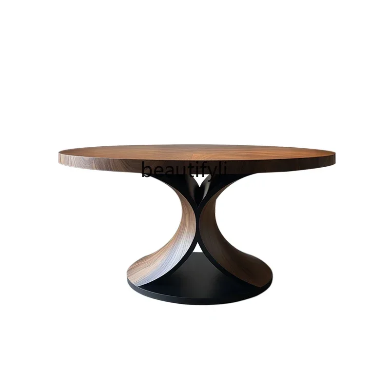 Log dining table medieval household personalized creative solid wood large round table walnut light luxury high-end dining table
Log dining table medieval household personalized creative solid wood large round table walnut light luxury high-end dining table