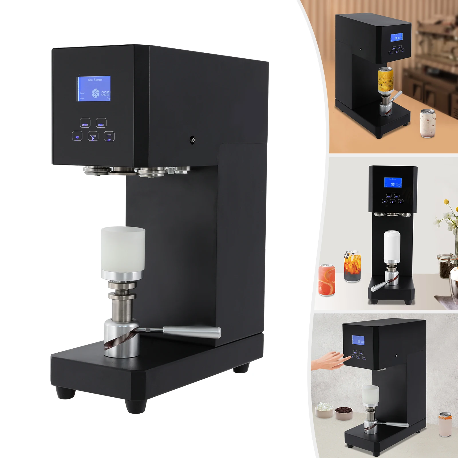 Стальная машина для запечатывания напитков, черный прямоугольный упаковщик бутылок с молоком, чаем, напитками, полуавтоматический для запечатывания пластиковых бутылок из ПЭТ 
Стальная машина для запечатывания напитков, черный прямоугольный упаковщик бутылок с молоком, чаем, напитками, полуавтоматический для запечатывания пластиковых бутылок из ПЭТ