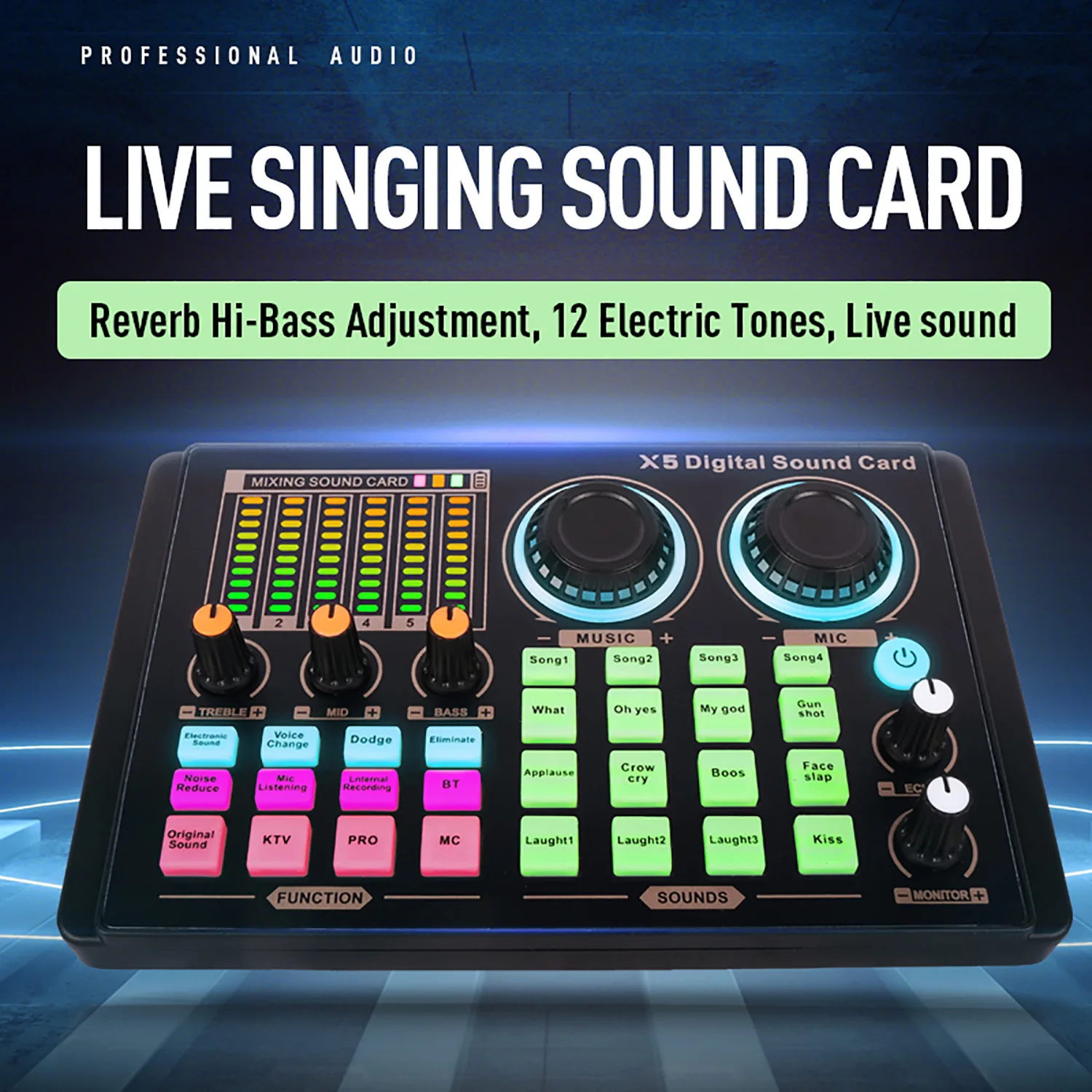 GAX-X5S live streaming sound card,suitable for anchors,product promotion,recording,singing,computers,mobile phones
GAX-X5S live streaming sound card,suitable for anchors,product promotion,recording,singing,computers,mobile phones