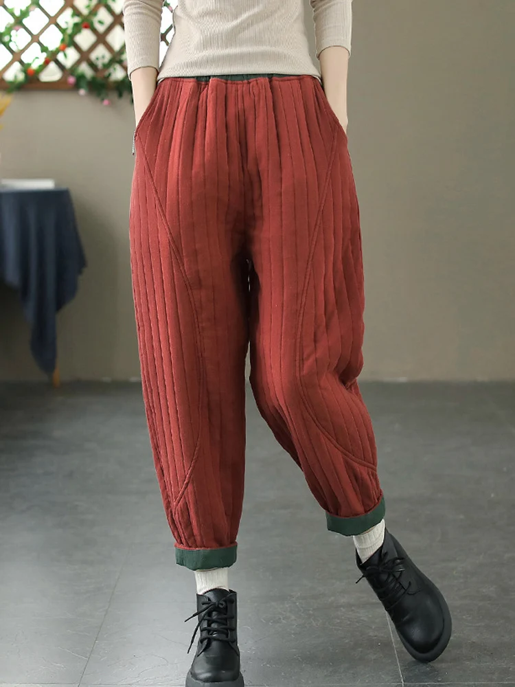 Vintage Literary Patchwork Female Quilted Trousers 2024 New Winter Outerwear Cotton-padded Harem Pants for Women
Vintage Literary Patchwork Female Quilted Trousers 2024 New Winter Outerwear Cotton-padded Harem Pants for Women