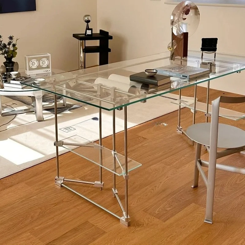 Transparent glass leisure table stainless steel office minimalist computer table conference table household rectangular desk din
Transparent glass leisure table stainless steel office minimalist computer table conference table household rectangular desk din