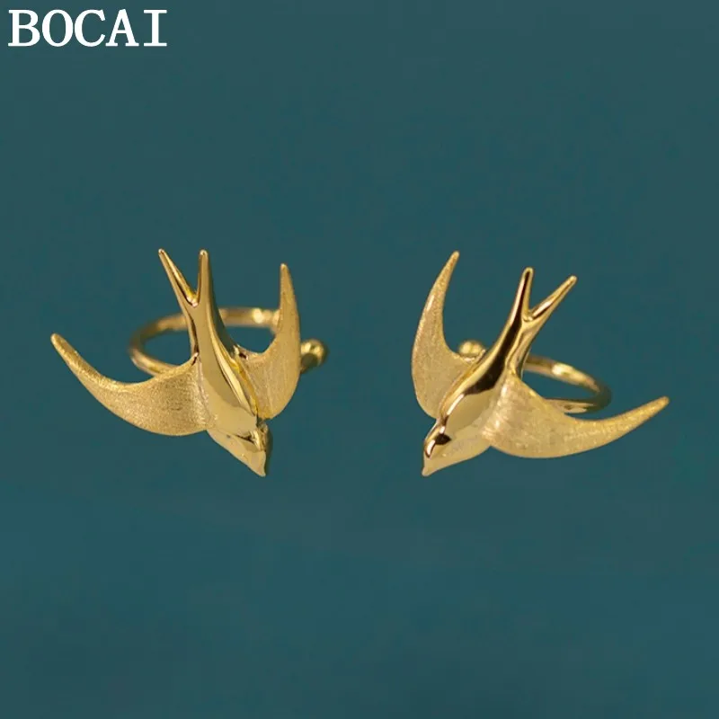 BOCAI S925 Sterling Silver Clip Earrings for Women New Fashion Ethnic Style 3D Swallow Gold Plated Ear-clip Jewelry
BOCAI S925 Sterling Silver Clip Earrings for Women New Fashion Ethnic Style 3D Swallow Gold Plated Ear-clip Jewelry