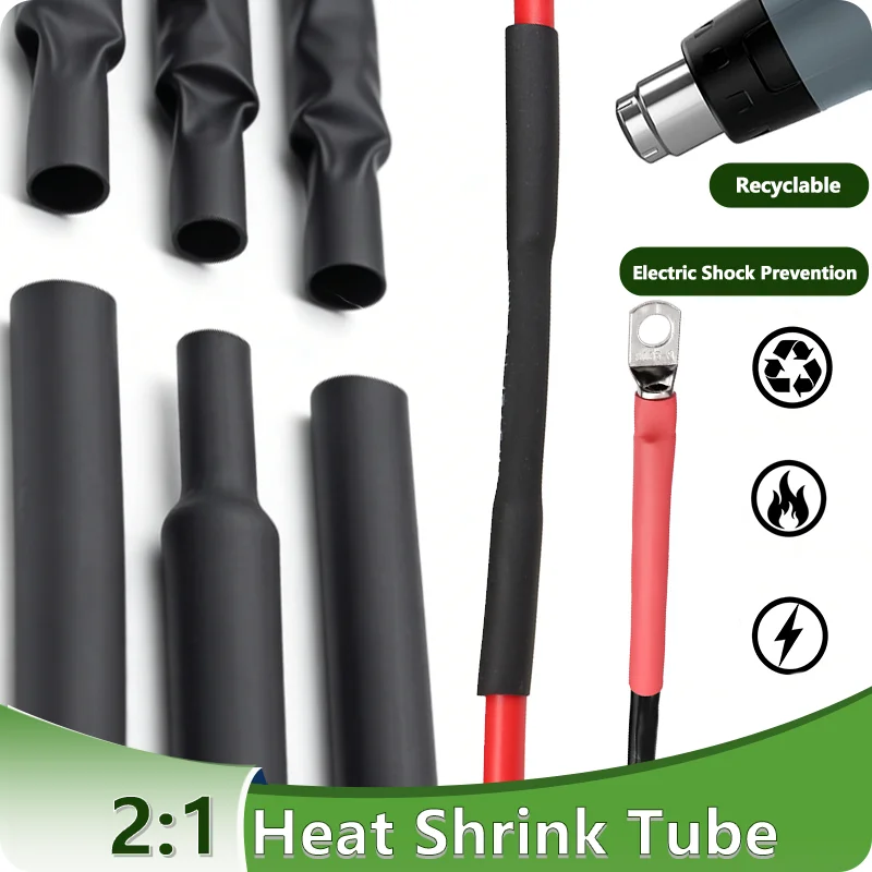 DIY Polyolefin Cable Sleeves Electronic Component DIY Connector Repair Wrap 2:1 Heat Shrink Tube Diameter 0.6mm - 210mm Black
DIY Polyolefin Cable Sleeves Electronic Component DIY Connector Repair Wrap 2:1 Heat Shrink Tube Diameter 0.6mm - 210mm Black