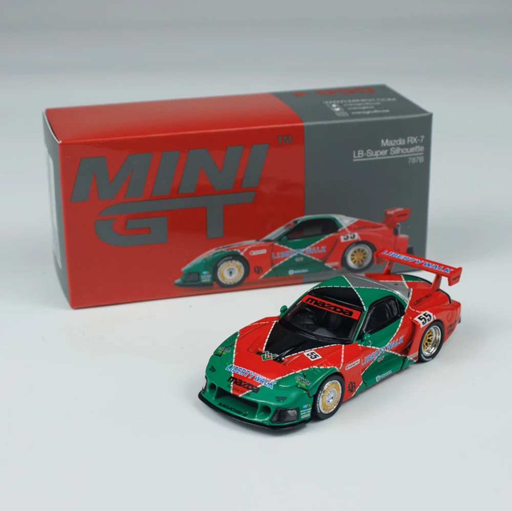 MINIGT 1/64 Mazda RX-7 LB-Super Silhouette 787B MGT00990-CH автомобили, легкосплавный мотор, литая под давлением металлическая модель, детские игрушки для мальчиков 
MINIGT 1/64 Mazda RX-7 LB-Super Silhouette 787B MGT00990-CH автомобили, легкосплавный мотор, литая под давлением металлическая модель, детские игрушки для мальчиков