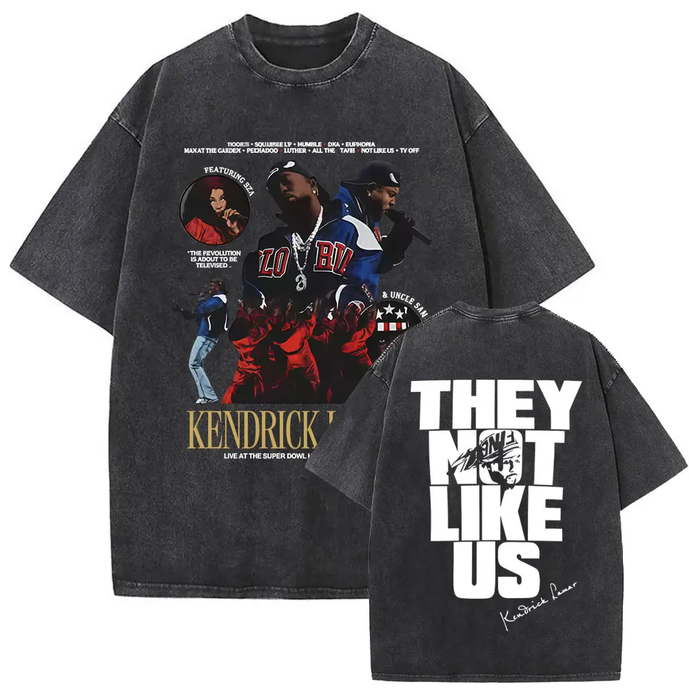 Limited Rapper Kendrick Lamar They Not Like Us 2025 Washed Vintage T-shirt Men Women Hip Hop Oversized Street Crewneck T Shirts 
Limited Rapper Kendrick Lamar They Not Like Us 2025 Washed Vintage T-shirt Men Women Hip Hop Oversized Street Crewneck T Shirts