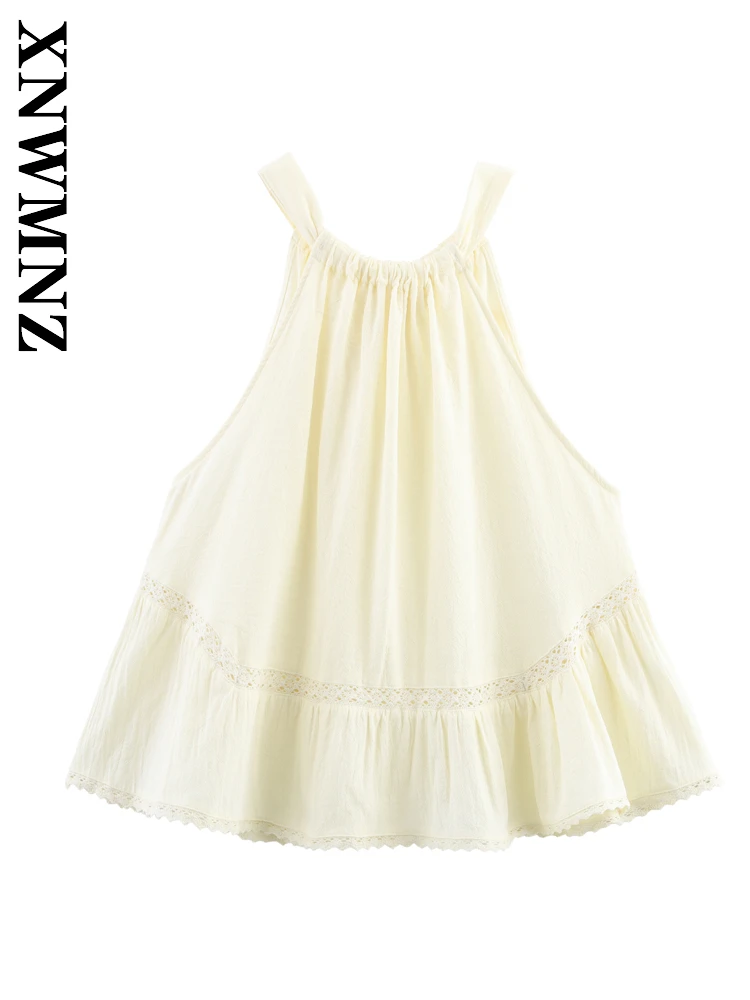 XNWMNZ 2025 Summer New Woman's Simple Party Sleeveless Halter embroidery Denim Top Sexy Woman Slip Top Chic Tie
XNWMNZ 2025 Summer New Woman's Simple Party Sleeveless Halter embroidery Denim Top Sexy Woman Slip Top Chic Tie