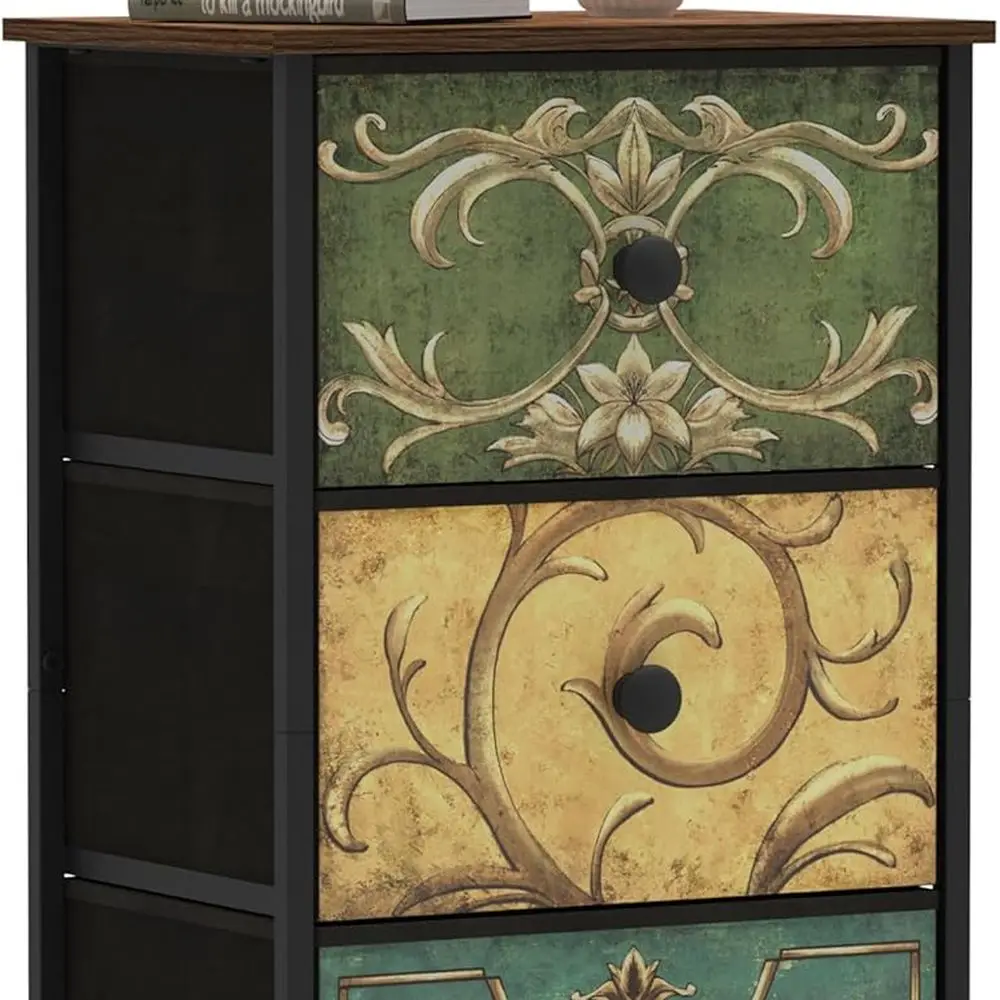 Retro Flower Design Slim Dresser with 3 Drawers for Bedroom, Living Room, and Entryway Storage
Retro Flower Design Slim Dresser with 3 Drawers for Bedroom, Living Room, and Entryway Storage