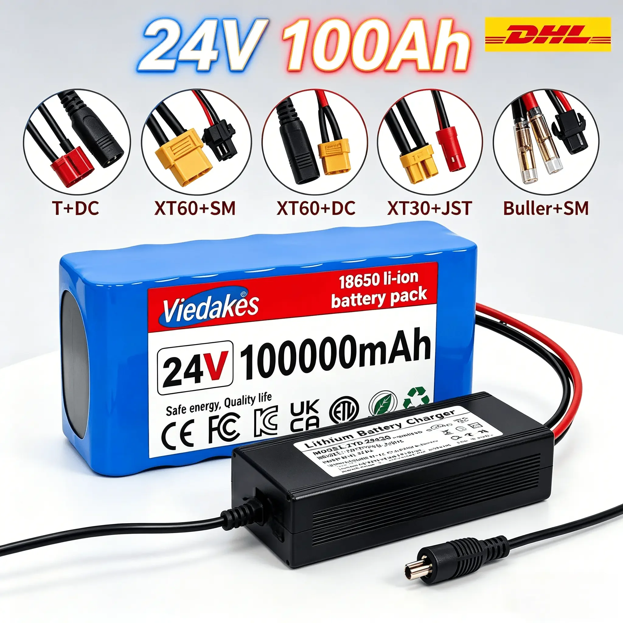 24V 100Ah Upgraded Li-ion Battery Integrated Protection High Stability With Charger Kit
24V 100Ah Upgraded Li-ion Battery Integrated Protection High Stability With Charger Kit
