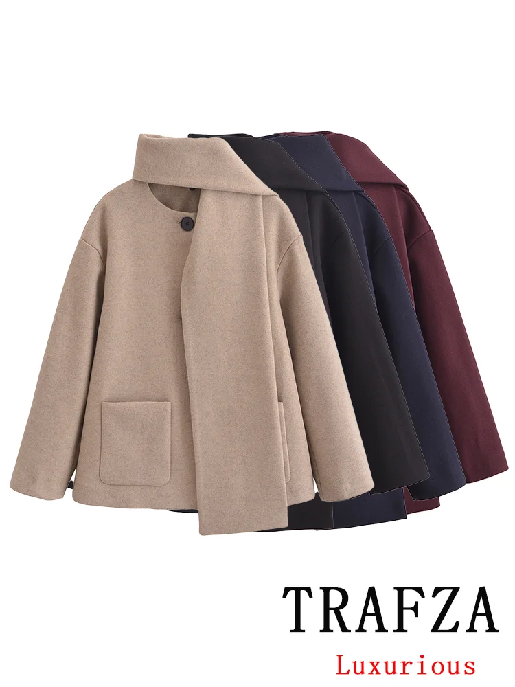 TRAFZA Vintage Casual Chic Women Overcoat Solid ONeck Scarf Single Breasted Long Sleeve Jackets Fashion 2025 Winter Spring Coats
TRAFZA Vintage Casual Chic Women Overcoat Solid ONeck Scarf Single Breasted Long Sleeve Jackets Fashion 2025 Winter Spring Coats