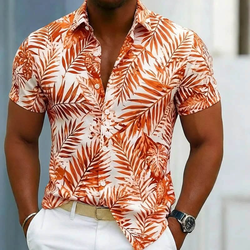 Men's Vintage Tropical Palm Print Short Sleeve Top, Casual Button Down Blouse, Suited for Retro & Vacation Style
Men's Vintage Tropical Palm Print Short Sleeve Top, Casual Button Down Blouse, Suited for Retro & Vacation Style