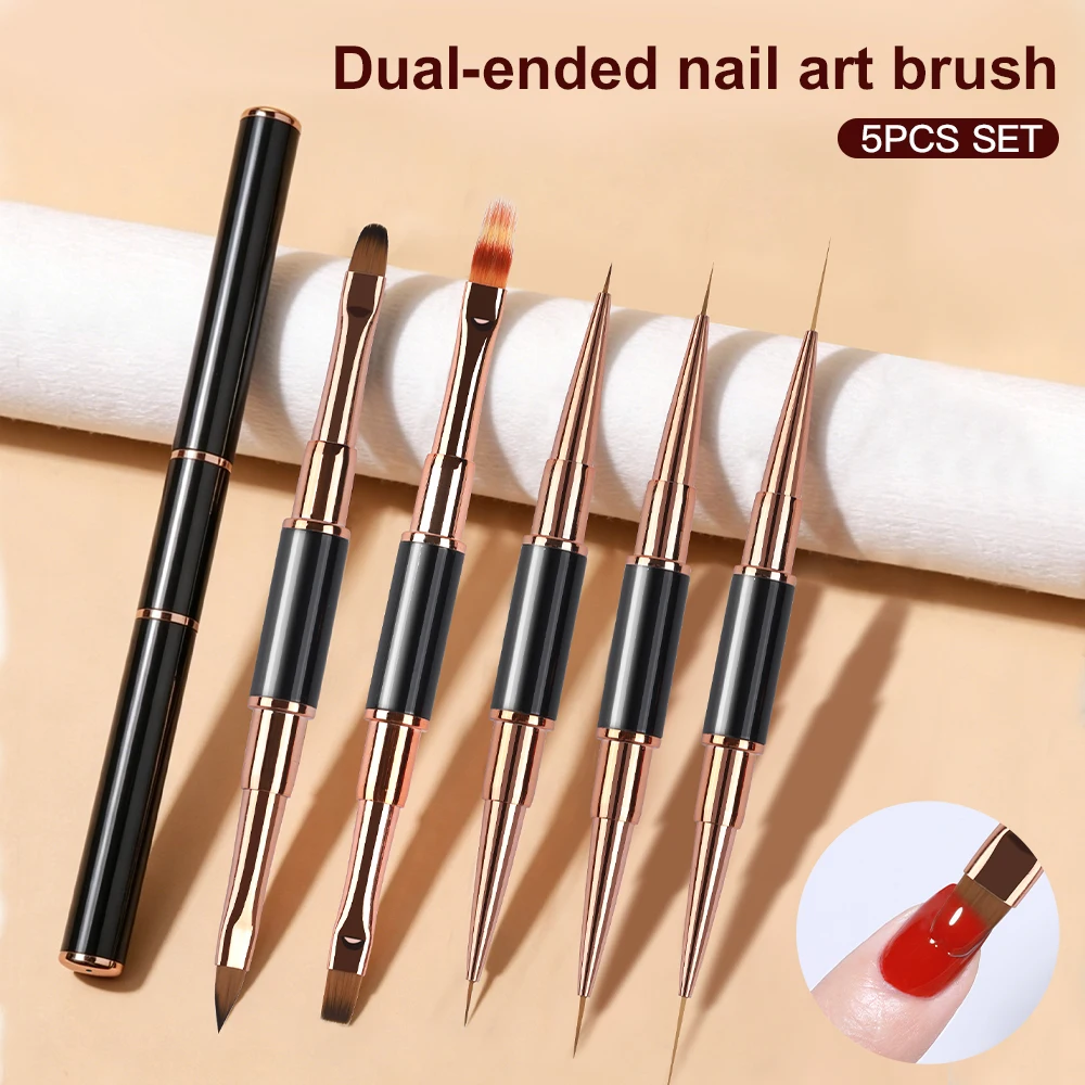 Professional Nail Art Brush Set 5pcs Double-Ended Nail Painting Brushes For Diy Draw Long Liner Brush For French Rose Nails
Professional Nail Art Brush Set 5pcs Double-Ended Nail Painting Brushes For Diy Draw Long Liner Brush For French Rose Nails