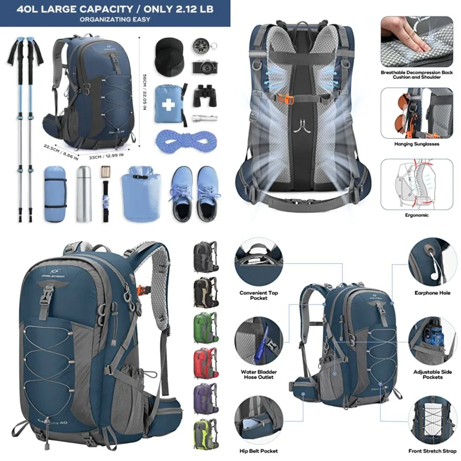 Hiking Backpack, Camping Backpack, Waterproof Hiking Daypack with Rain Cover, Lightweight Travel Backpack, Blue
Hiking Backpack, Camping Backpack, Waterproof Hiking Daypack with Rain Cover, Lightweight Travel Backpack, Blue
