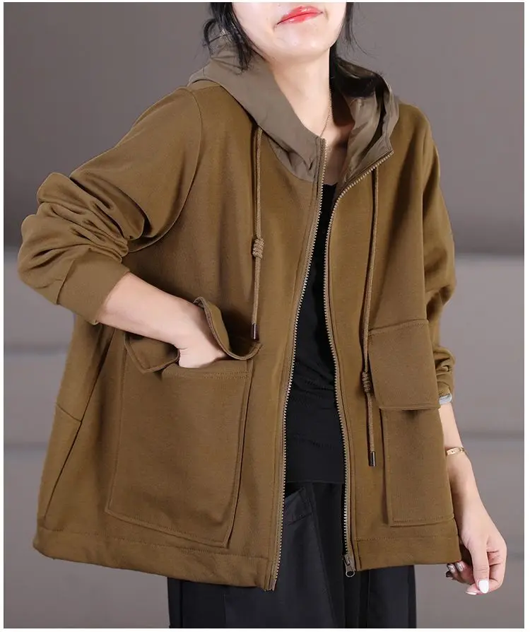 Hoodie Jjacket for Women 2024 Spring Autumn Collection New Korean Version Loose Artistic Contrasting Zipper Cardigan Hooded Top
Hoodie Jjacket for Women 2024 Spring Autumn Collection New Korean Version Loose Artistic Contrasting Zipper Cardigan Hooded Top