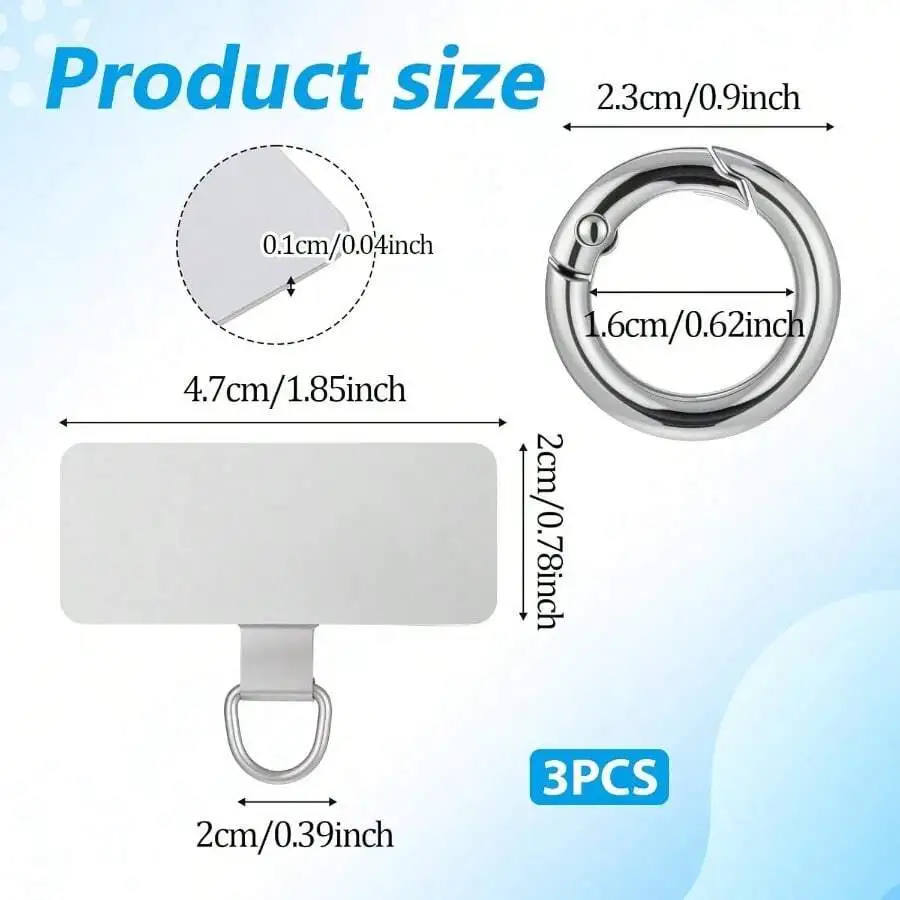 Alloy Phone Lanyard Pad With 3pcs Spring Rings Universal Metal Tether Tab For Cellphone Cases
Alloy Phone Lanyard Pad With 3pcs Spring Rings Universal Metal Tether Tab For Cellphone Cases