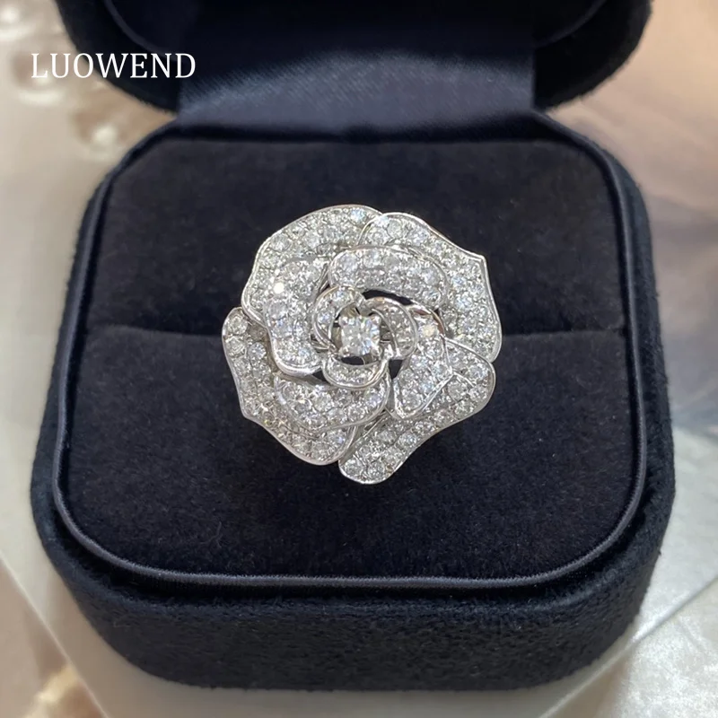 LUOWEND 18K White Gold Rings Real Natural Diamonds 1carat Luxury Flower Wedding Rings for Women High Engagement Party
LUOWEND 18K White Gold Rings Real Natural Diamonds 1carat Luxury Flower Wedding Rings for Women High Engagement Party
