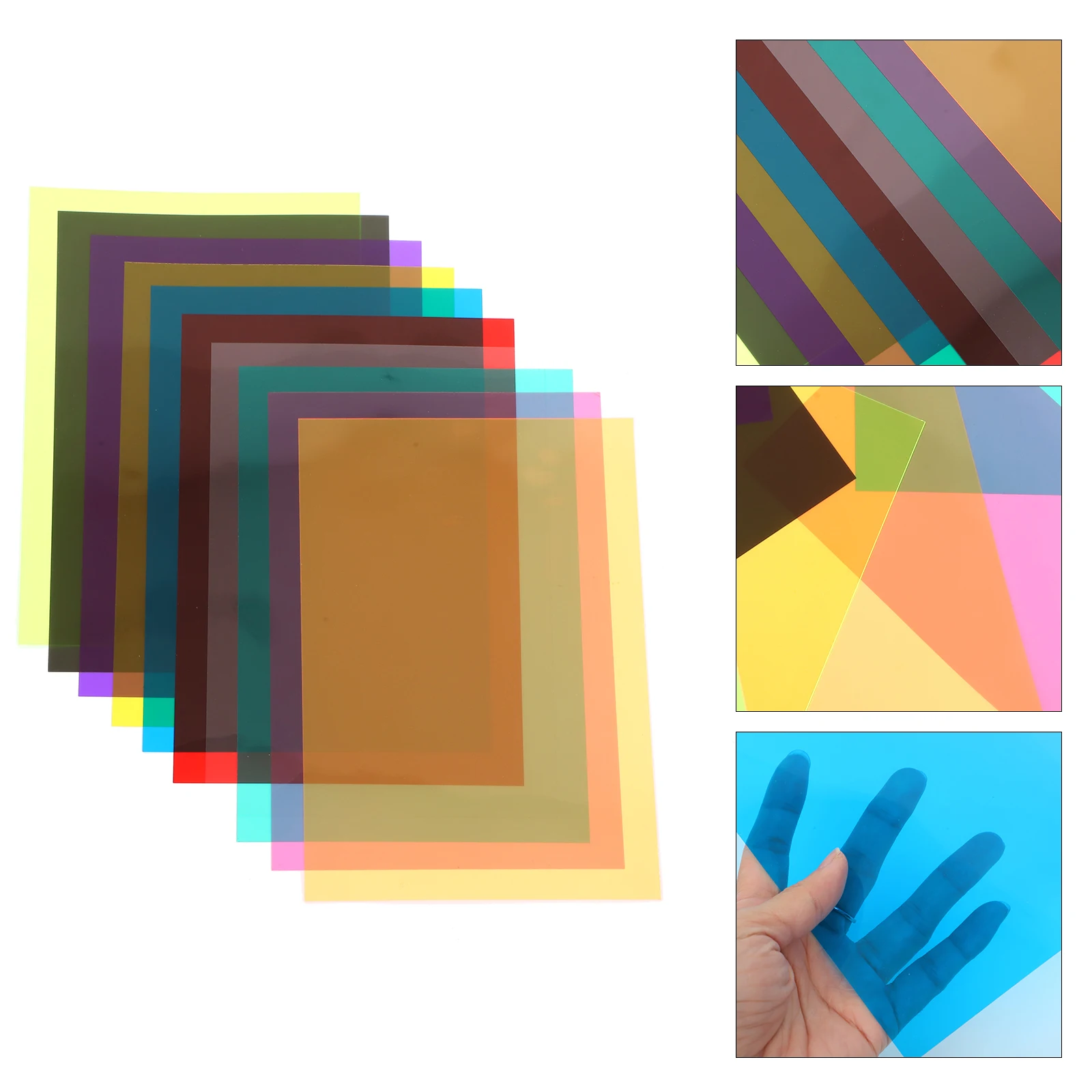 10pcs PVC Film Color Gel Filters Light Transmission Color Correction Theatrical Lighting Purple Blue Pink Overlay for Dyslexia
10pcs PVC Film Color Gel Filters Light Transmission Color Correction Theatrical Lighting Purple Blue Pink Overlay for Dyslexia