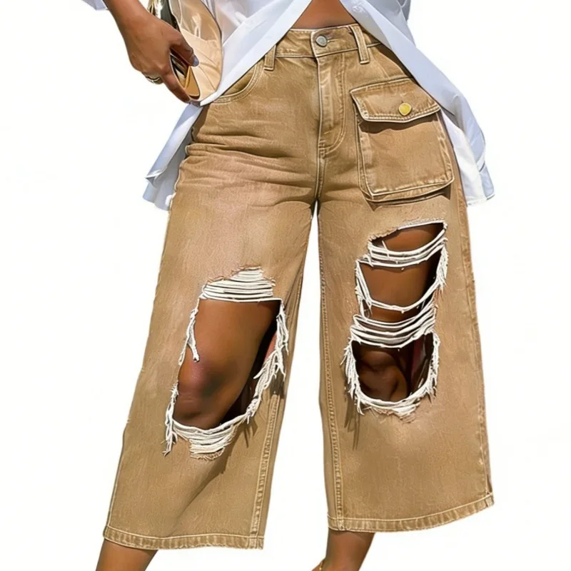 Red Distressed Wide Leg Jeans for Women Summer 2026 Chic Ripped Cropped Denim Pant with Cargo Pocket Trendy Streetwear Outfit
Red Distressed Wide Leg Jeans for Women Summer 2026 Chic Ripped Cropped Denim Pant with Cargo Pocket Trendy Streetwear Outfit