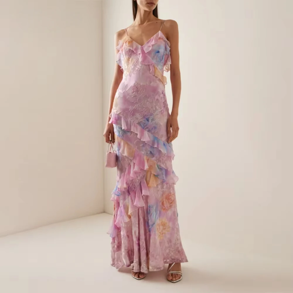 2025 Hit Color Floral Printing Camisole Dress For Women V Neck Sleeveless Backless High Waist Patchwork Ruffles Dresses Female
2025 Hit Color Floral Printing Camisole Dress For Women V Neck Sleeveless Backless High Waist Patchwork Ruffles Dresses Female