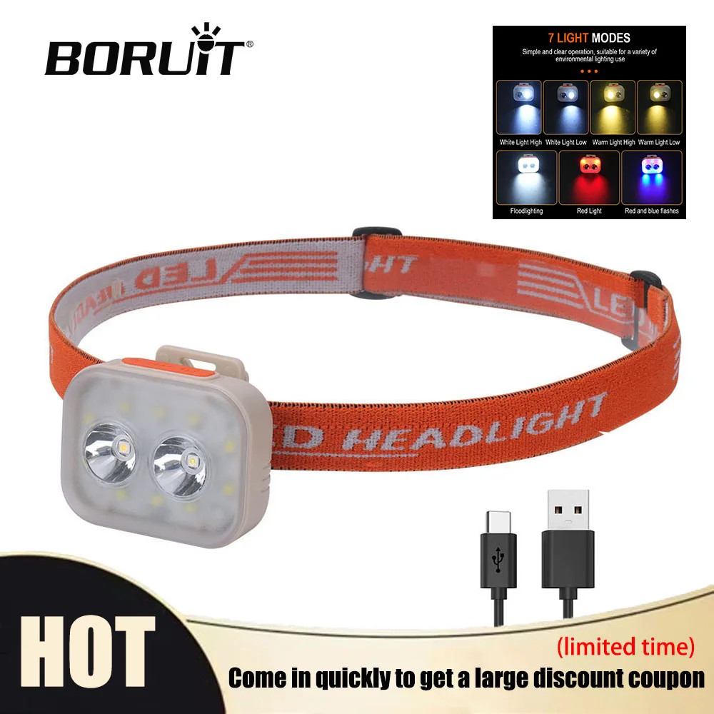 BORUiT LED Cap Clip Headlamp USB-C Rechargeable Mini Waterproof Headlight Portable Flashlight for Outdoor Camping Fishing Use
BORUiT LED Cap Clip Headlamp USB-C Rechargeable Mini Waterproof Headlight Portable Flashlight for Outdoor Camping Fishing Use