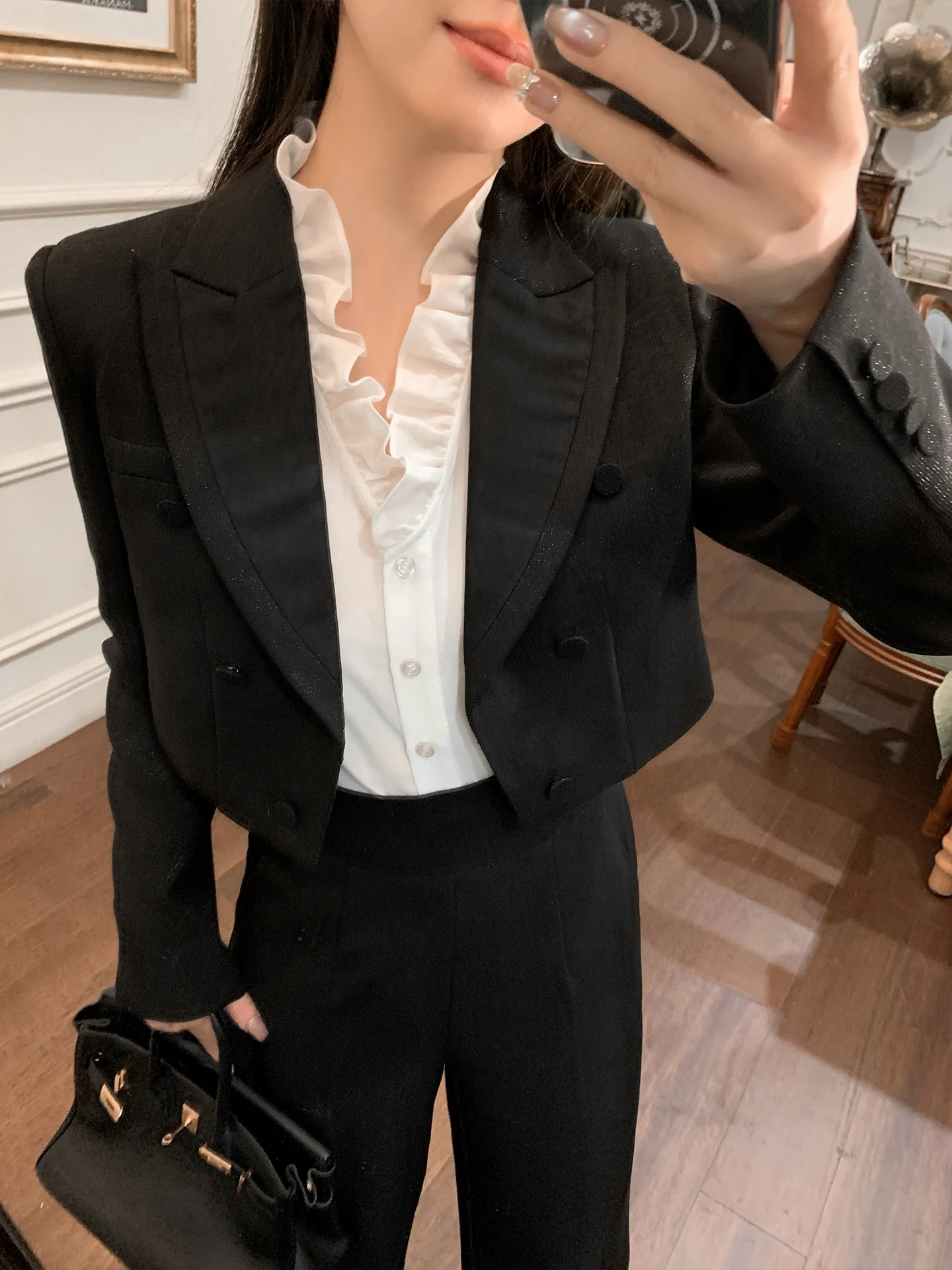 Ele Double-Breasted Commuter Sle Women's ort Coat Spring 2026 Faionable Suit Jaet Polyester Blend Long Sve
Ele Double-Breasted Commuter Sle Women's ort Coat Spring 2026 Faionable Suit Jaet Polyester Blend Long Sve