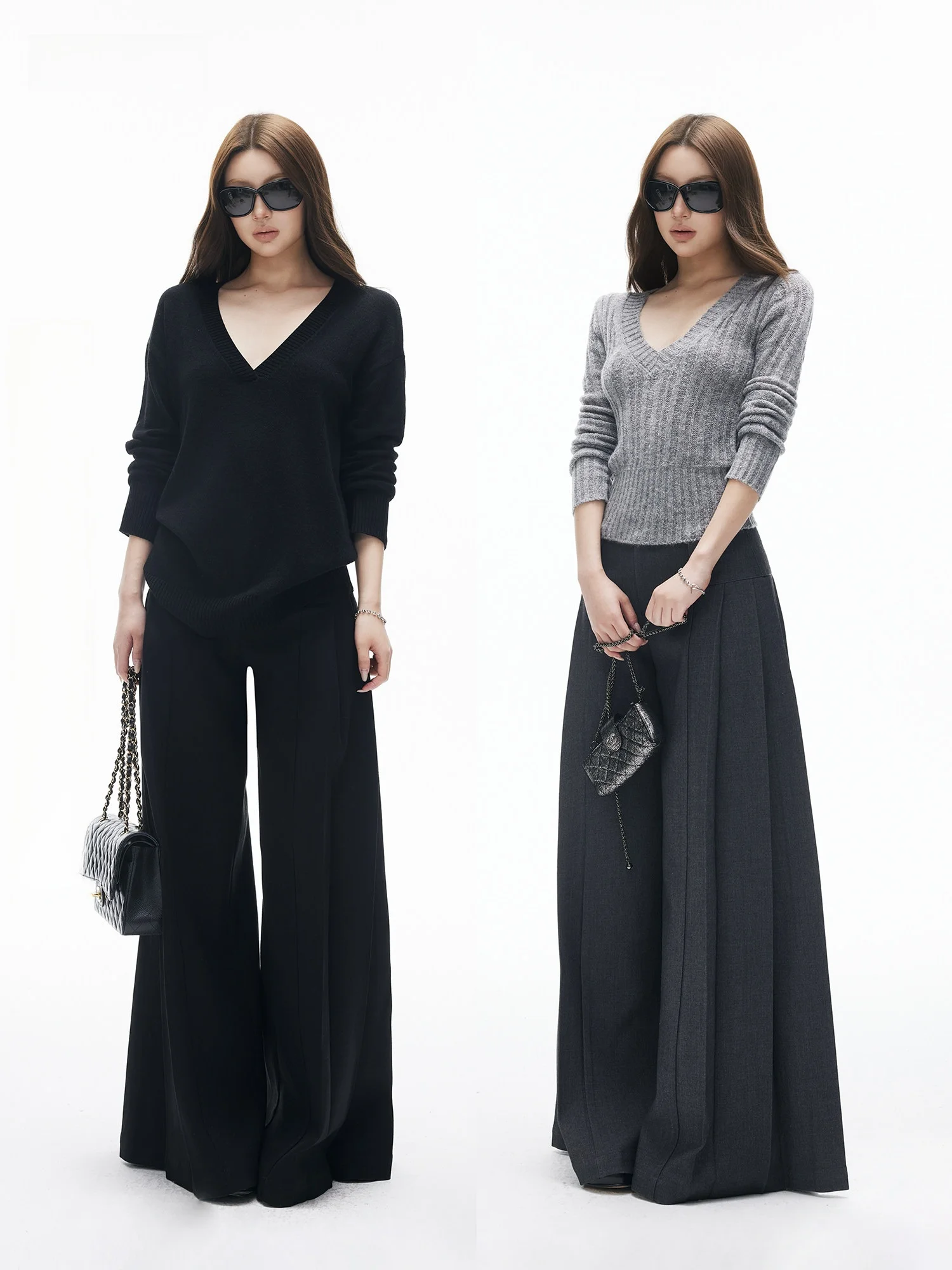 Low Waist Wide Leg Pants Double Color Heavy Work Draped Loose Classic Casual Trousers by Iamxiaa Polyester Blend Fiber
Low Waist Wide Leg Pants Double Color Heavy Work Draped Loose Classic Casual Trousers by Iamxiaa Polyester Blend Fiber