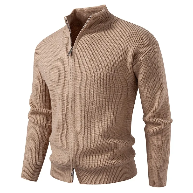 Men's Khaki Ribbed Knit Cardigan Full Zip Stand Collar Long Sleeve Slim Fit Sweater Jacket For Men Autumn Winter
Men's Khaki Ribbed Knit Cardigan Full Zip Stand Collar Long Sleeve Slim Fit Sweater Jacket For Men Autumn Winter