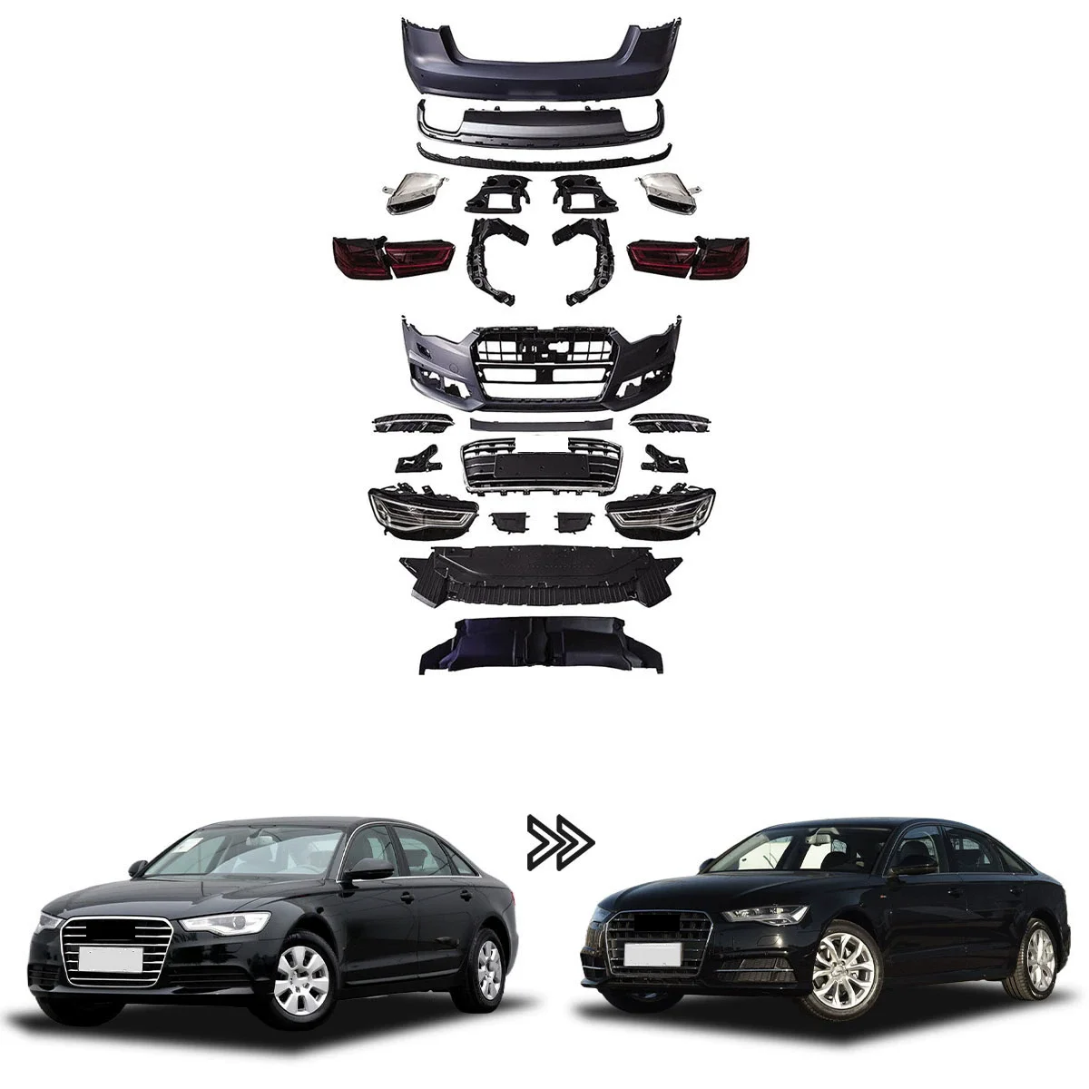 Комплект кузова автомобиля для Audi A6L C7 2012-2015, модифицированный новый стиль, спортивный передний задний бампер, решетка, фара, задний фонарь, объемный
Комплект кузова автомобиля для Audi A6L C7 2012-2015, модифицированный новый стиль, спортивный передний задний бампер, решетка, фара, задний фонарь, объемный