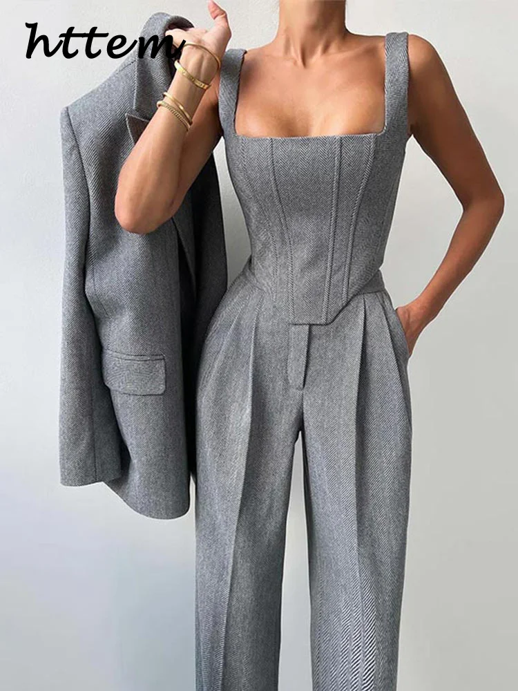 Fishbone Top Blazer Pants Sets 3 Pieces For Women Solid One Button Jacket Crop Tops High Waist Pocket Pant 2024 Lady Office Set
Fishbone Top Blazer Pants Sets 3 Pieces For Women Solid One Button Jacket Crop Tops High Waist Pocket Pant 2024 Lady Office Set